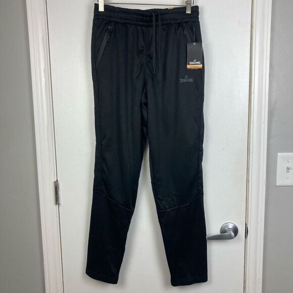 Spalding Men’s Black Joggers Sweat Pants Track Pants Tapered Fit Gym Workout M - Picture 1 of 8